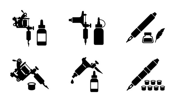 Tattoo Machine and Pen Ink Icons