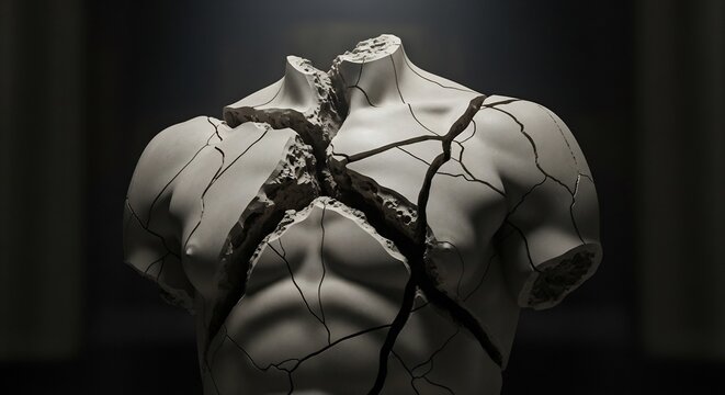 Broken Ancient Greek Statue Torso Symbolizing Fragility and Decay.