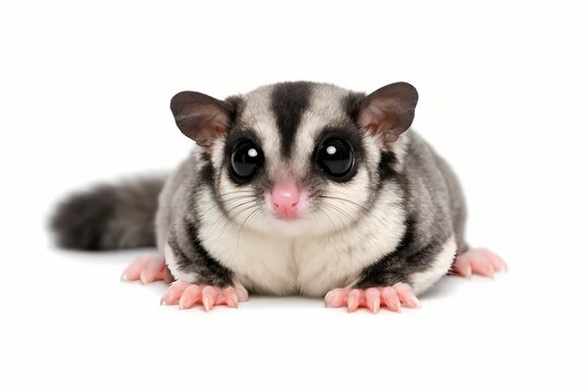 High quality studio photo of a cute sugar glider isolated on a white background This image is perfect for exotic pet blogs animal education and wildlife conservation magazines