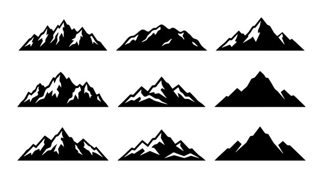 Collection of Mountain Peaks Silhouette