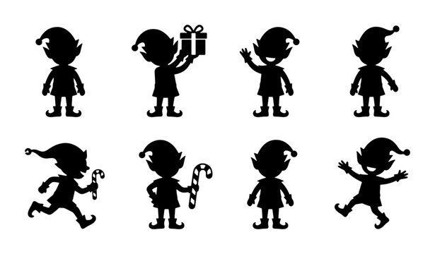 Christmas Elf Silhouettes Collection