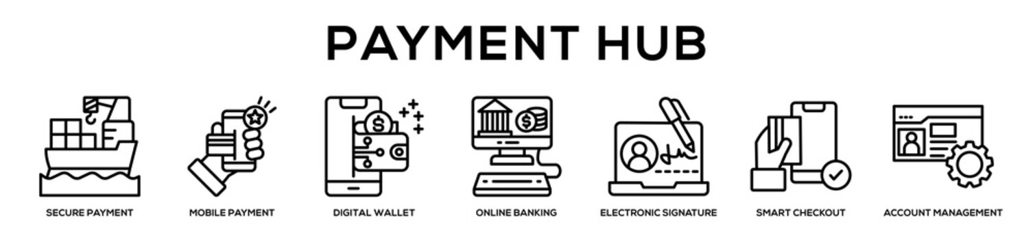 Payment Hub web banner icon illustration concept