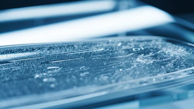 Abstract Water Surface Dynamics: Close-Up Slow Motion in Bluish Tones