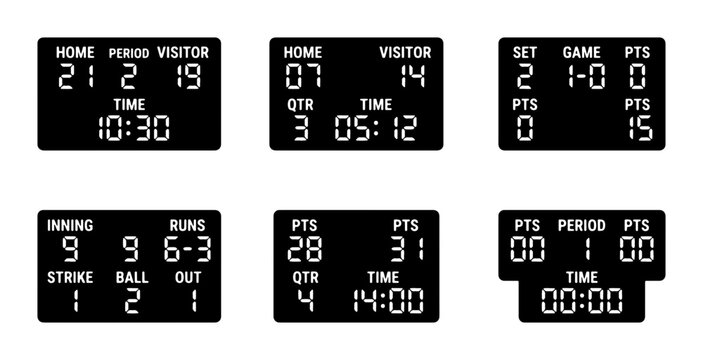 Sports Scoreboards Displaying Game Information