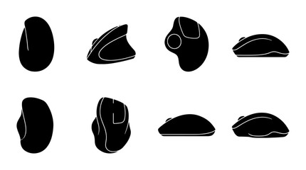 Computer Mouse Silhouettes: Ergonomic and Standard Designs © Mitu