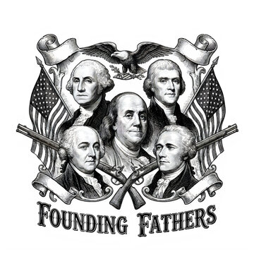 Founding Fathers Vintage American Patriotic Illustration Artwork
