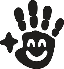 Smiling hand print with star symbol isolated on white background for creative design and greetings © MD HASAN