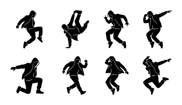 Dynamic Dancer Silhouettes in Action Poses