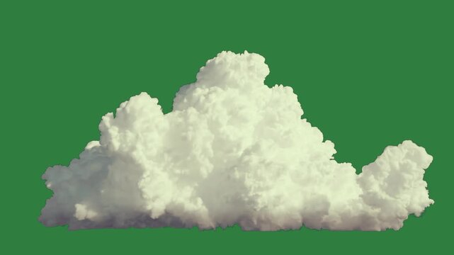 A cloud floating in the air on green screen and  expression layers frame scene illustration composition movement colorful emotion design cartoonish elements