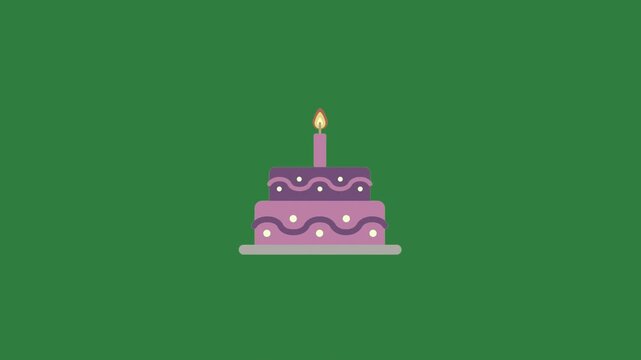 Border purple button on it an image of laptop birthday cake candle top  scene creative emotion cartoonish movement
