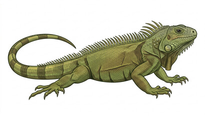 Obraz premium Realistic iguana animal side view vector illustration isolated on white background