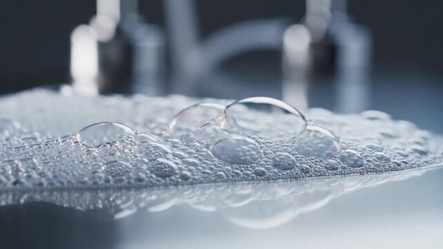 Abstract Macro Shot: Forming Bubbles and Reflected Light in Stunning Slow Motion 4K