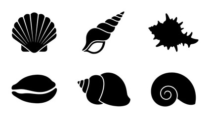 Diverse Seashell Silhouettes Collection © Purnima