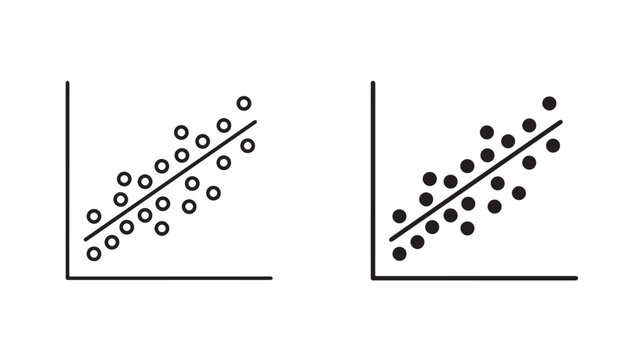 Scatter plots with regression lines on white background for data analysis concepts