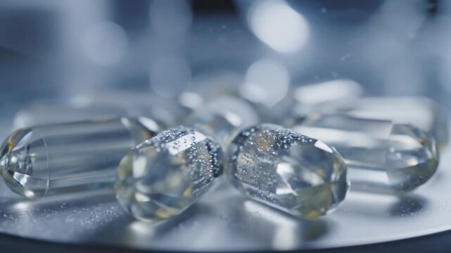 Abstract Macro Shot Of Capsules Crystallizing With Vapor In 4K Slow Motion