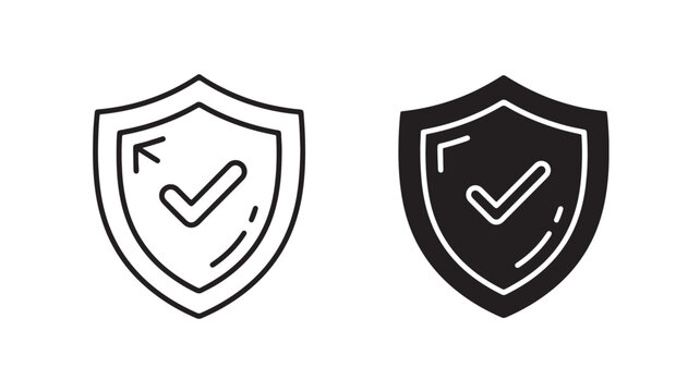 Shield icons with checkmarks for security and protection concepts