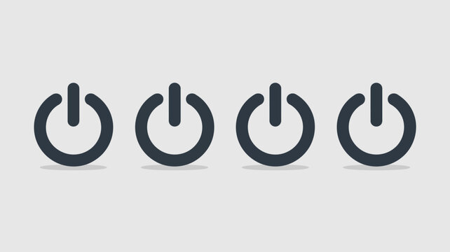 Modern power button icons in different on off states