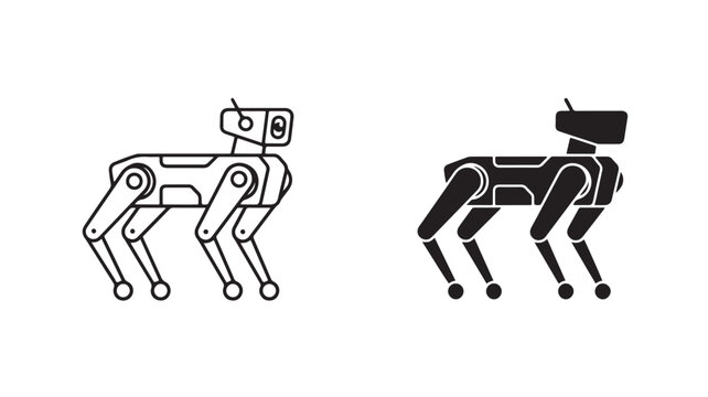Robotic Dogs Side View Isolated On White For Technology And Innovation Concepts