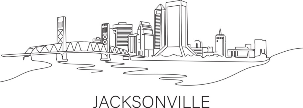 Simple line drawing of Jacksonville skyline
