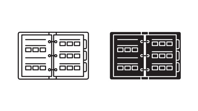 Black and white binder icons on clean background for organization concepts