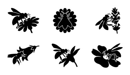 Bee and Flower Silhouettes Collection © Aslam