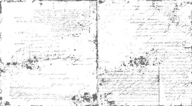 Aged distressed grunge paper texture with faded handwritten script and ink splatters