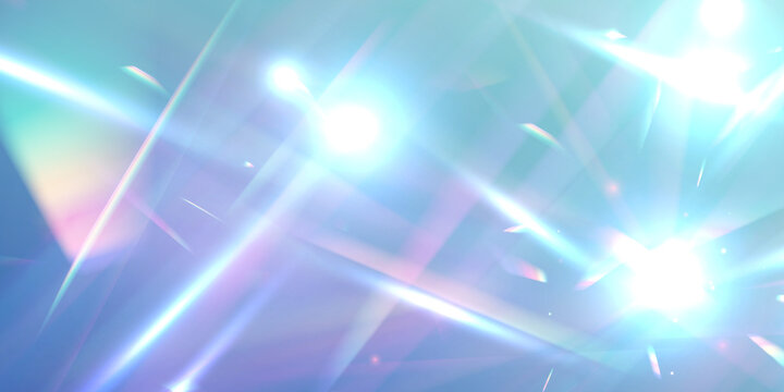Shimmering light rays cut through crystal fog. Rainbow particles drift in slow motion. Ethereal glow builds a magical scene.