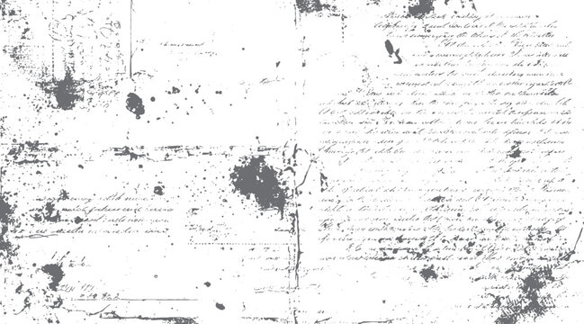 Old handwritten documents with ink splatters and smudges on white background vintage paper handwriting