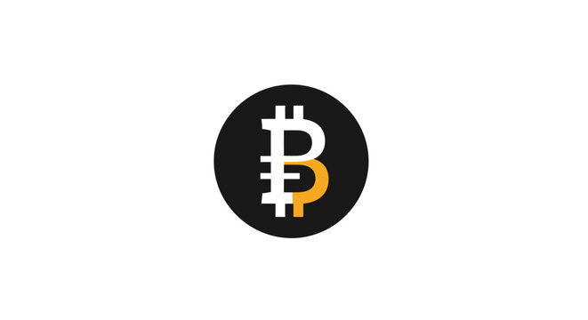 Bitcoin logo on black background.