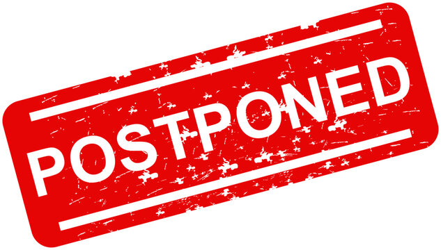 Postponed Red Grunge Rubber Stamp Design