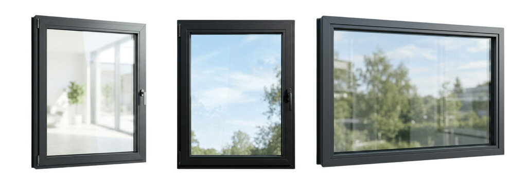 Modern black framed windows with clear insulated glass, energy efficient casement and fixed designs bringing natural light, fresh views and style to any home


