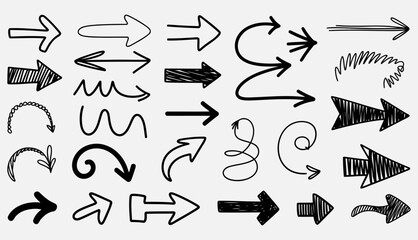 Hand Drawn Arrows Set. Directional Arrow Icons, © MD