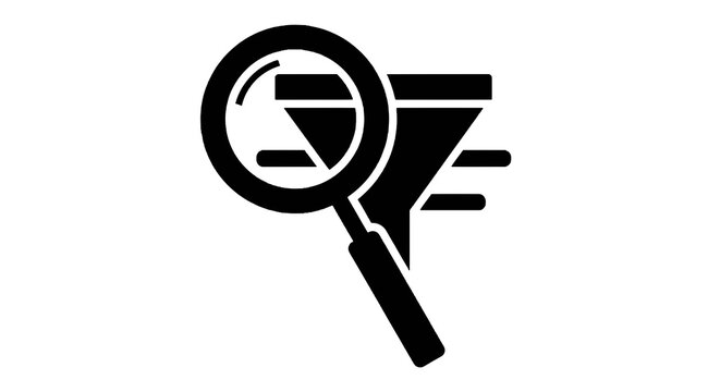 Magnifying glass with funnel icon.