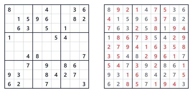 Classic Sudoku Logic Puzzle Empty Cells Pre-Filled Numbers Printable Brain Teaser