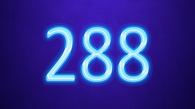 Glowing blue number design of 288 on blue background.