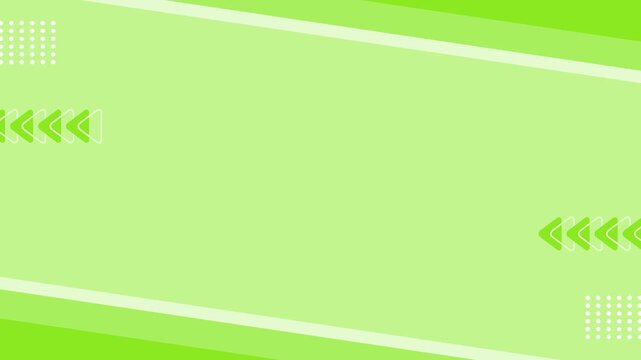 Seamless loop animation of a light green copy space background with abstract geometric objects moving smoothly around the borders to form a clean frame for presentation text