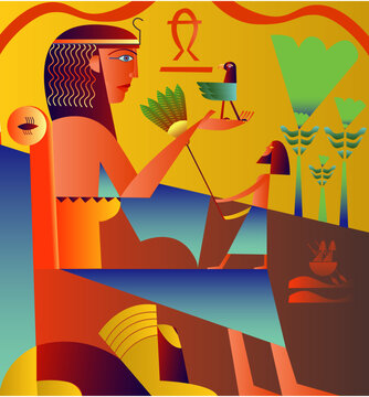 Cleopatra vector illustration, Egypt princess portrait