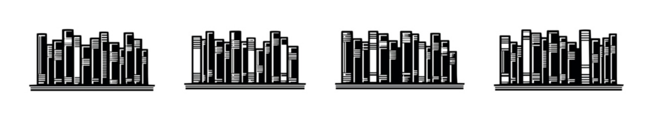 Obraz premium Stylized black and white illustration of a row of books on a shelf