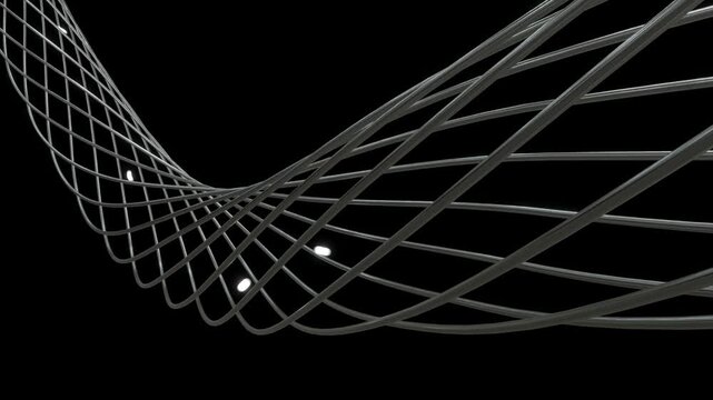 particles of light traveling through a metallic tunnel - 3D rendering