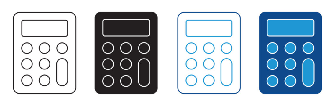 Calculator Icon Set Vector Flat and outline Design Finance Office Collection