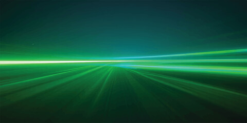 Green light streaks speed motion background with abstract background light effect motion blur speed lines tunnel effect energy glowing lines trails horizontal © The Alpha