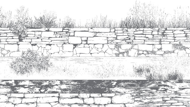 Architectural Landscape Hatch Pattern Set Featuring Grass Stone Wall and Water Surface Textures marvel 