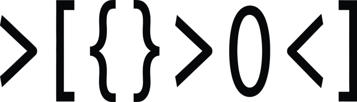 Black coding symbols on white background