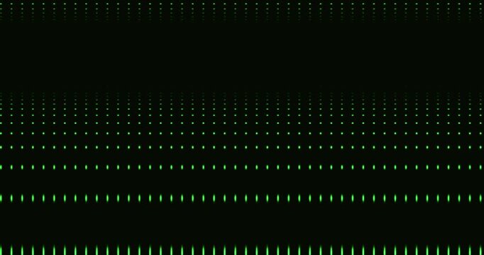 Abstract Digital Matrix Glitch Background with Glowing Green Vertical Lines.