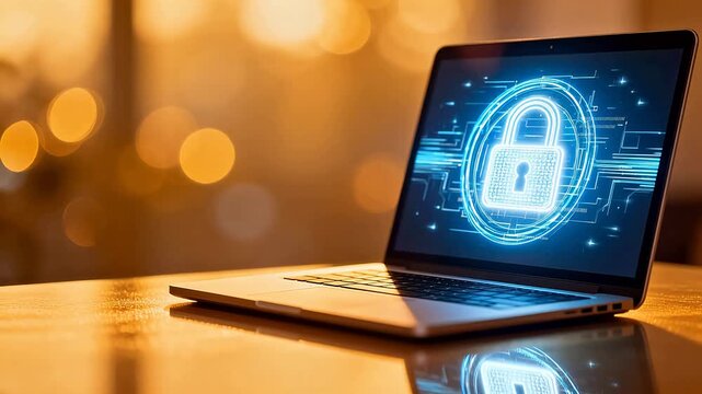 Laptop with digital lock on screen