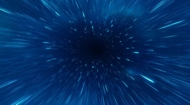 Hyperspace light streaks in deep space, representing cosmic travel, infinite speed, interstellar journey, time warp, motion, science fiction, and celestial navigation