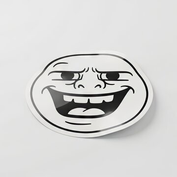 Trollface Meme Sticker on White Background.