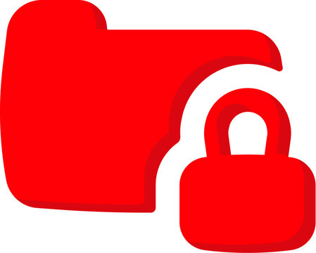 Bold red folder lock flat app icon