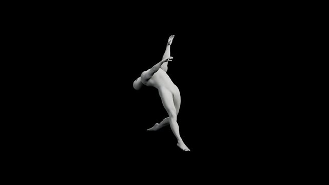 Diving figure model in black background