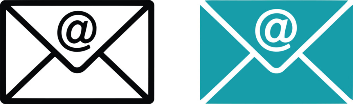 Modern email envelope icon with at symbol Vector